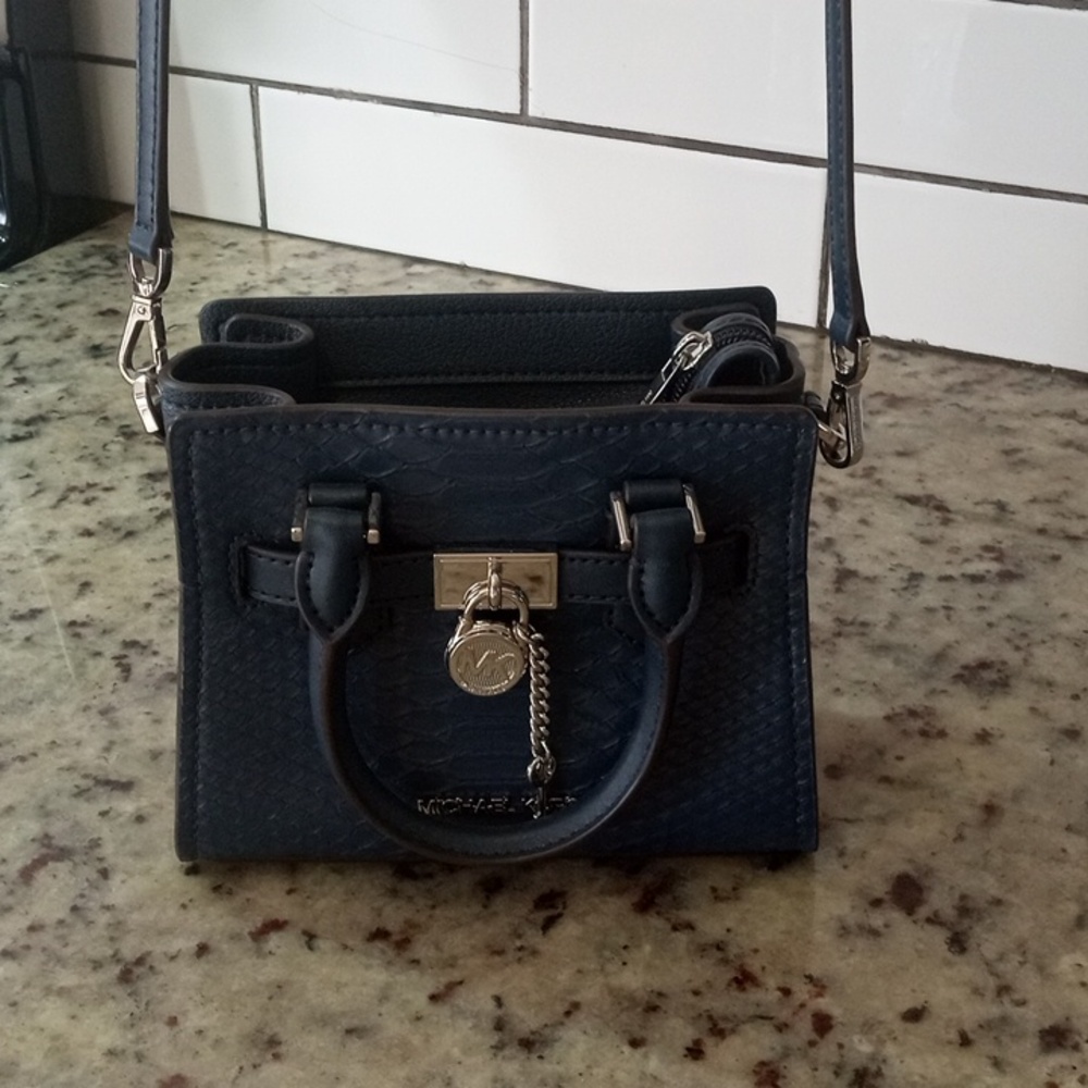 New Small Michael Kors navy blue snake skin